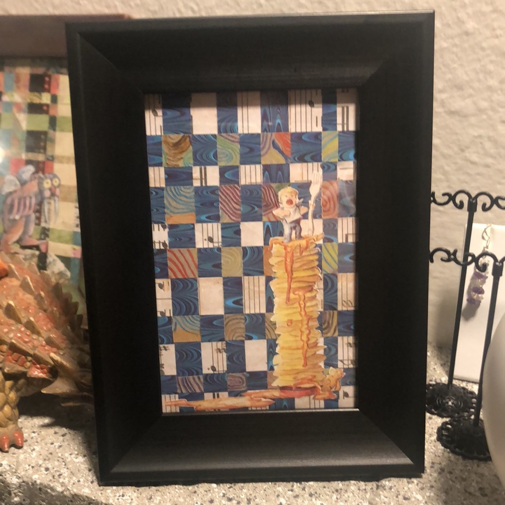 Pancake Boy Handmade Original Paper Weave Art 4x6